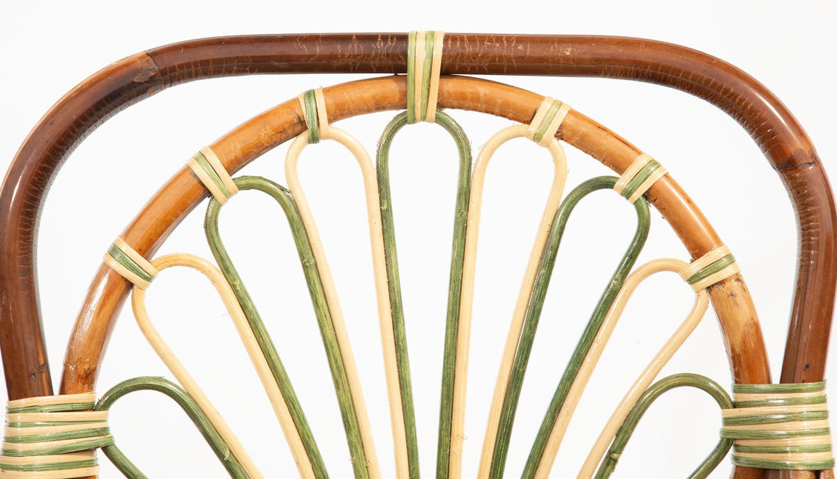 Green Peacock Rattan Arm Chair by Creel and Gow