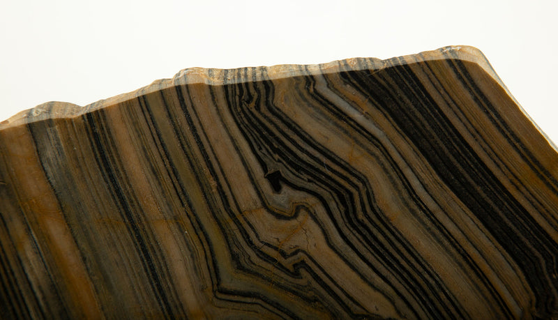 Earth’s Brushstrokes: Mounted Zebra Quartz Slice