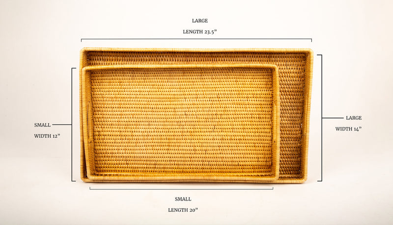 Knotted Rattan Rectangular Trays