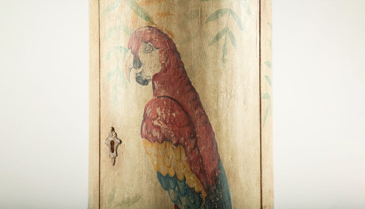 Pair of 18th-Century Venetian Painted Parrot Pedestal Cabinets
