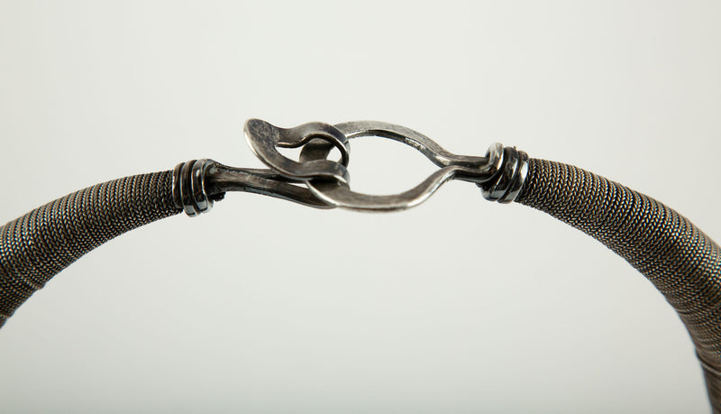 Miao Minority Tribe Silver Necklace with Knotted Chain Rings