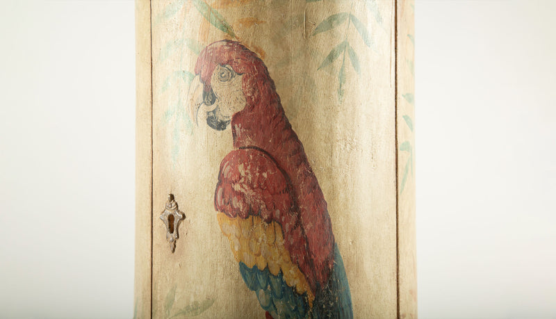 Pair of 18th-Century Venetian Painted Parrot Pedestal Cabinets