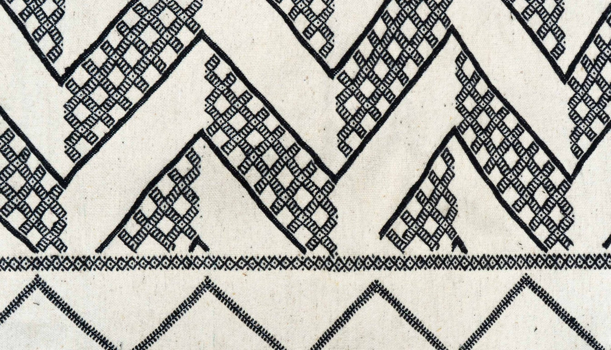 Black and White Moroccan Rug, 9' 2" x 5' 3"