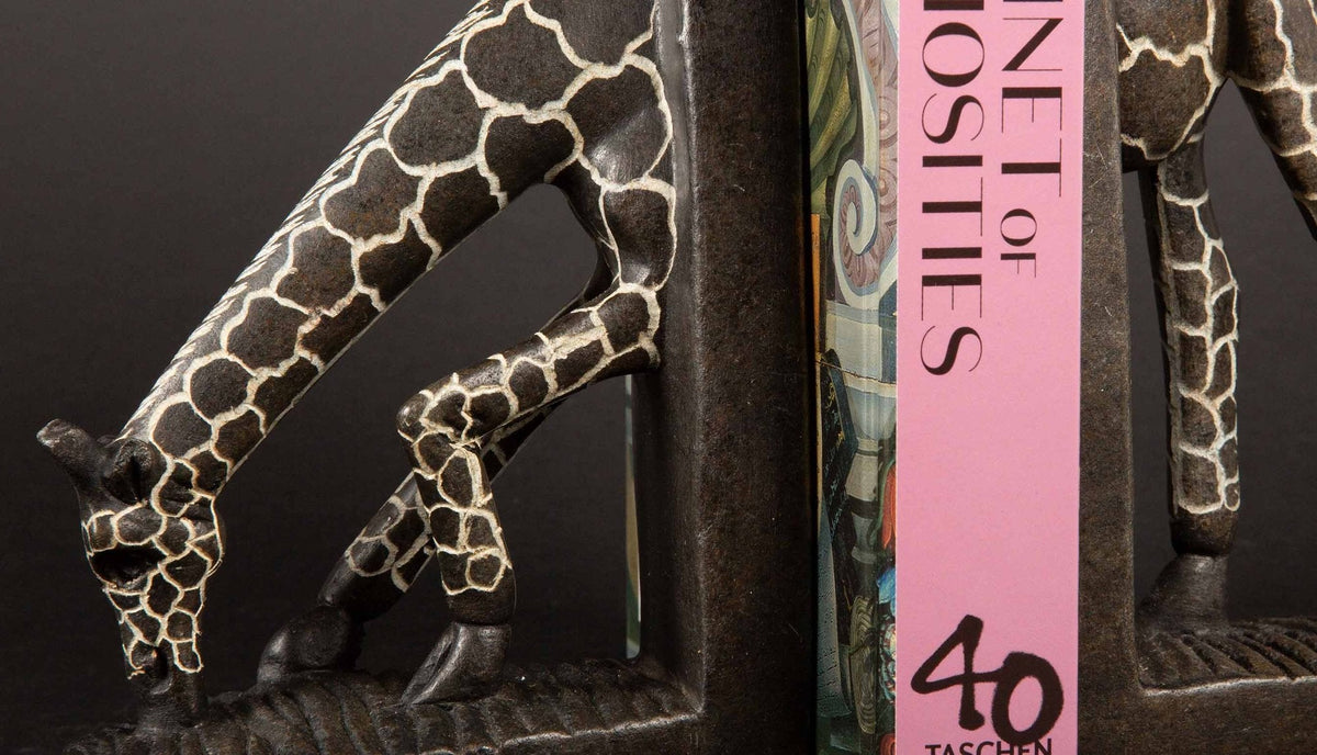 Soapstone Giraffe Grazing Bookend