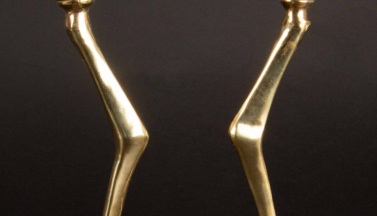 Brass Tingis Bird Foot Candlesticks, Pair