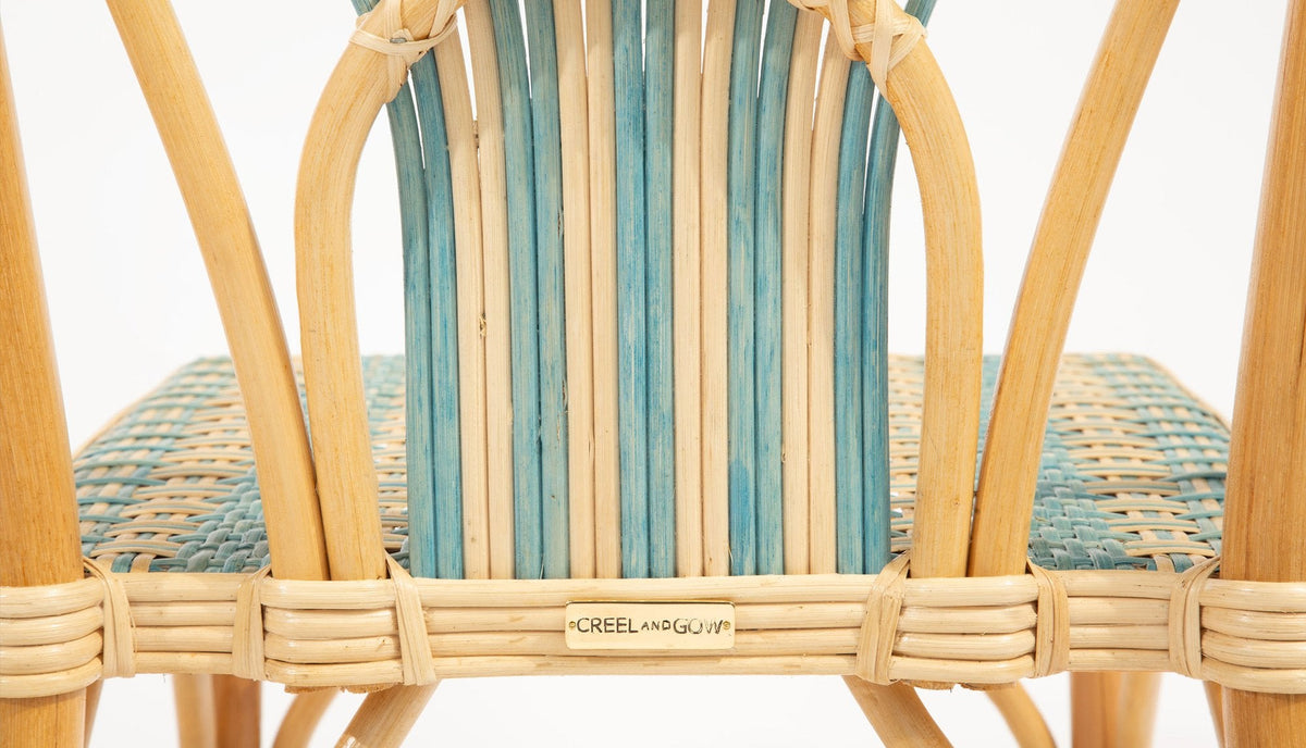 Blue Peacock Rattan Side Chair by Creel and Gow