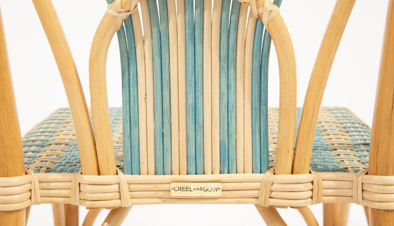 Blue Peacock Rattan Side Chair by Creel and Gow