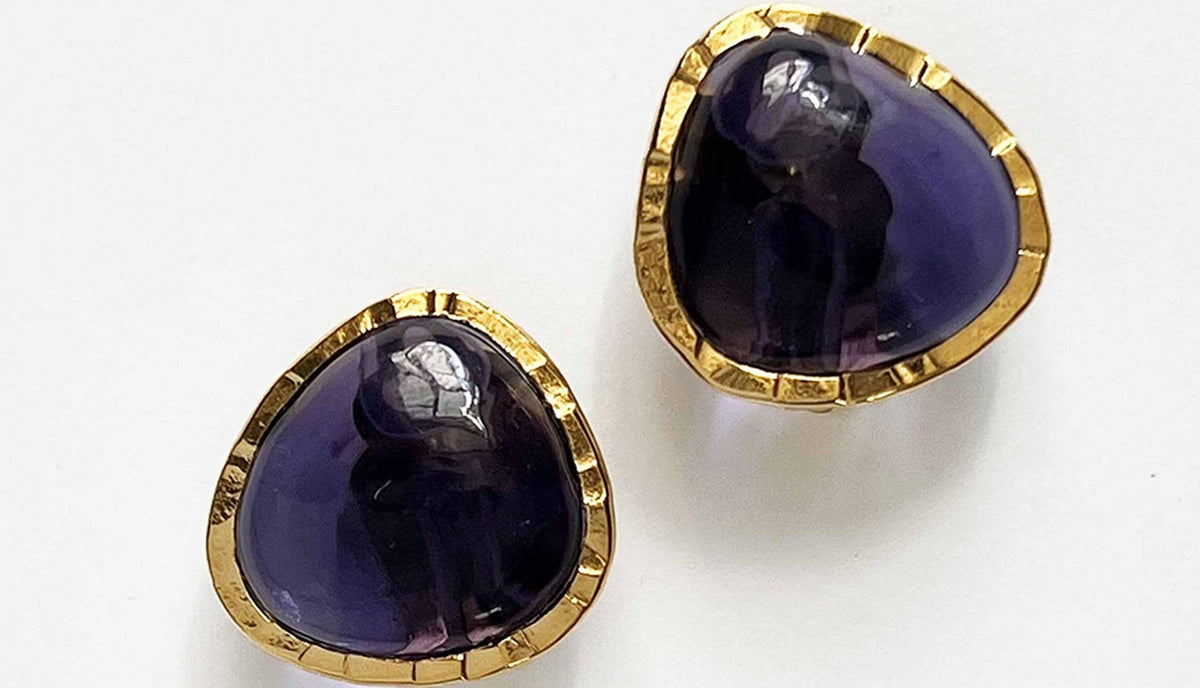 Loulou De La Falaise Hammered Baroque Pave Earrings, Midnight
