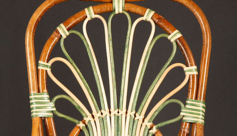 Green Peacock Rattan Side Chair by Creel and Gow