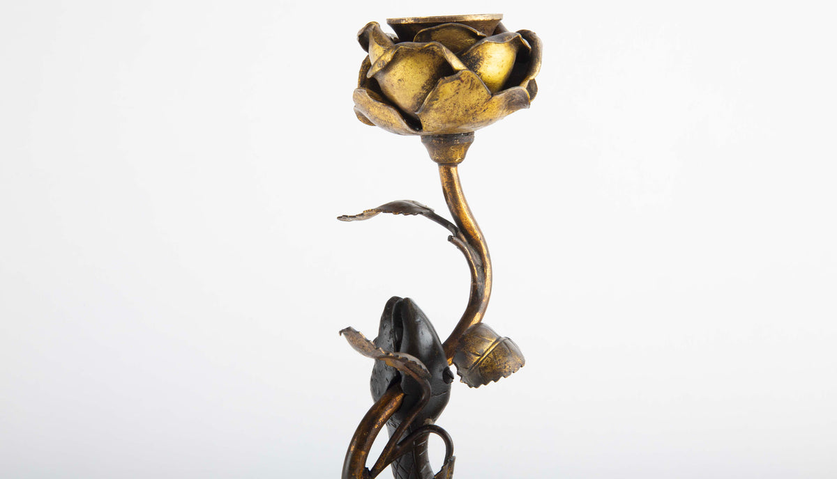 Among Thorns and Scales: Late 19th C Snake & Rose Side Table Light