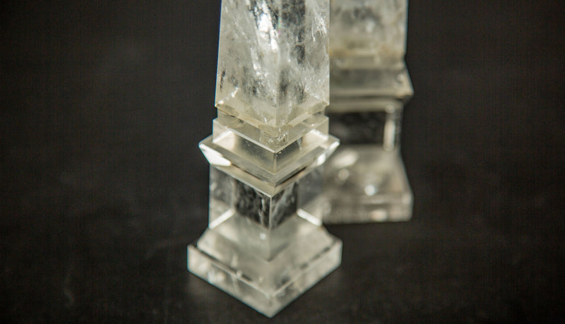 Rock Crystal Obelisk Pair 8"