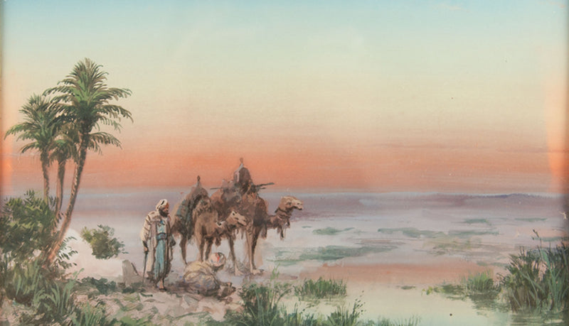Bedouins and Camels at a Desert Oasis by Paul Pascal, 1895