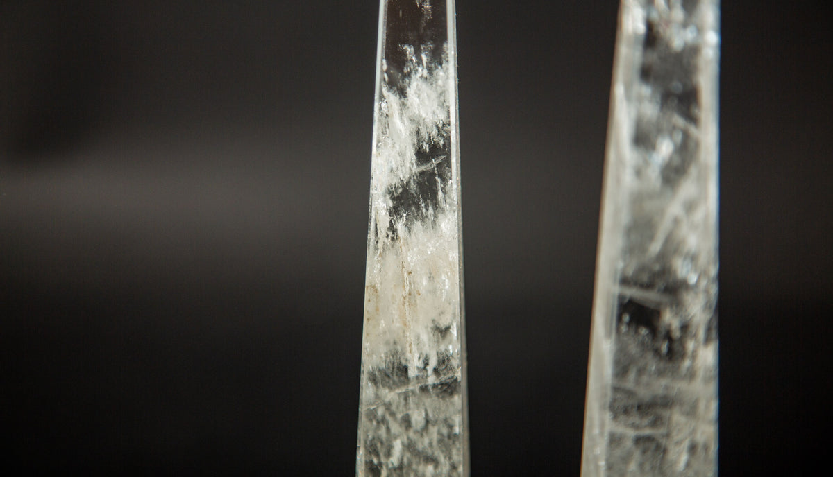 Rock Crystal Obelisks Pair 9.5"