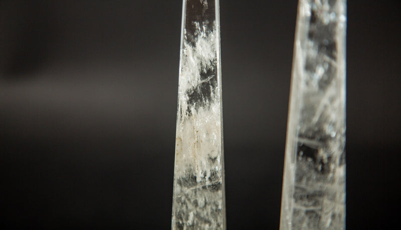 Rock Crystal Obelisks Pair 9.5"