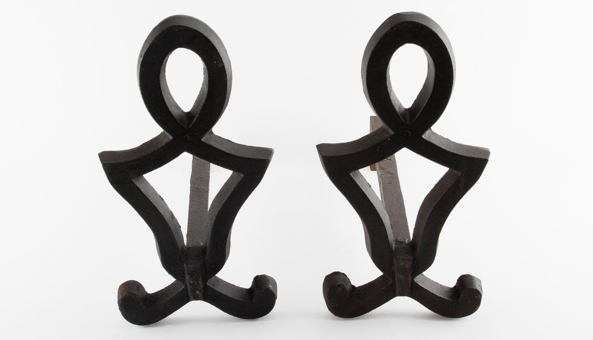 Ironwork for the Hearth: 19th C. Wrought Iron Andirons