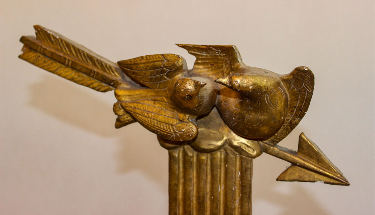 Birds of Love: Louis XVI Giltwood Mirror with Arrow Crest