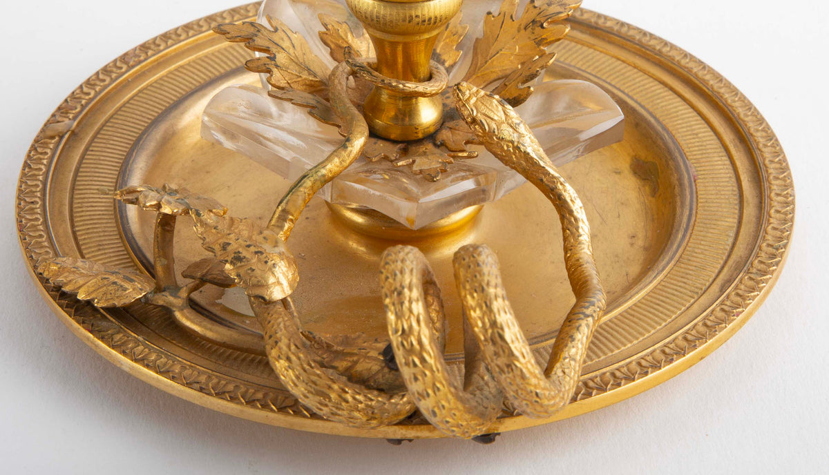 The Serpent's Candle: Neoclassical Gilt Bronze Candlestick