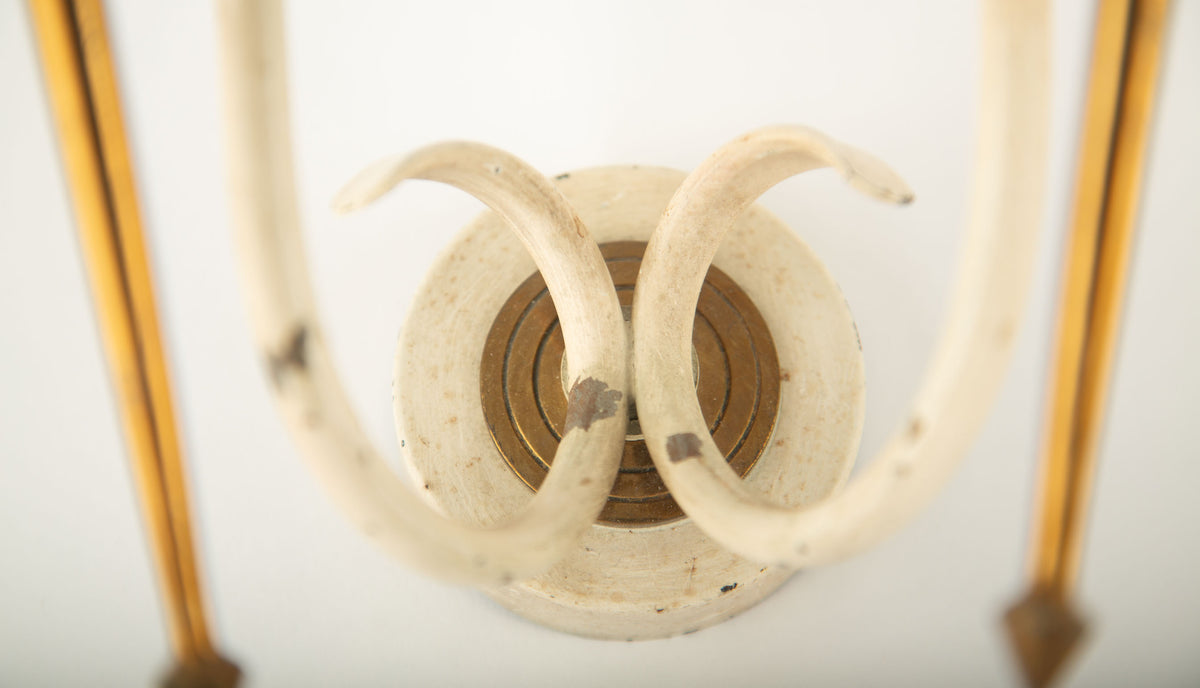 Pair of French Mid-Century Sculptural Brass and Ivory Wall Sconces, circa 1950