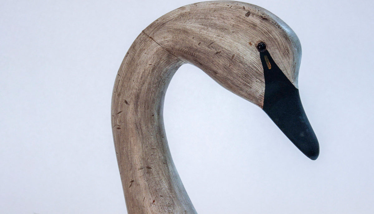 The Gentle Swan: Large Hand-Carved Folk Art Swan