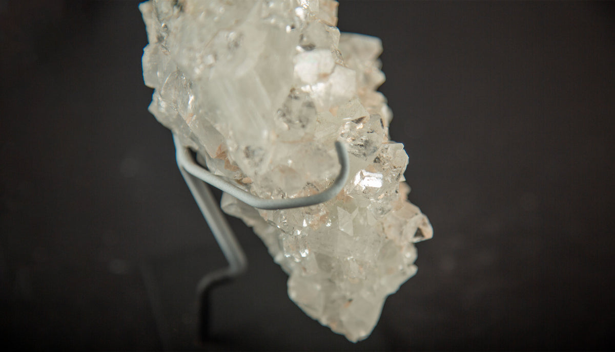 Natural Rock Crystal Quartz Cluster on Custom Metal Stand