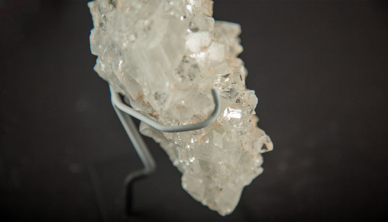 Natural Rock Crystal Quartz Cluster on Custom Metal Stand