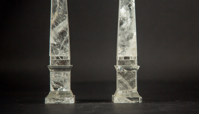 Rock Crystal Obelisk Pair 10.5"