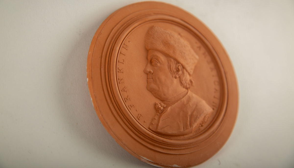 Benjamin Franklin Terracotta Medallion After Jean-Baptiste Nini