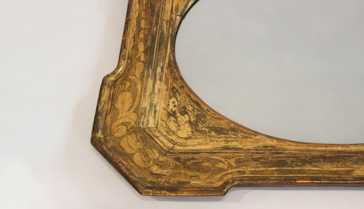 19th Century Italian Sgraffito Mirror Frame in Baroque Style