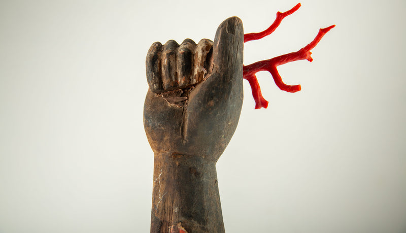 A Handshake With the Sea: A 19th Century Mounted Santos Arm w/Coral