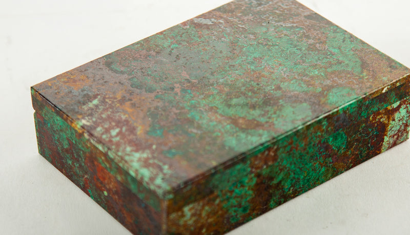 Rectangular Chrysocolla Box with Gilt-Brass Hinge, 6" Wide