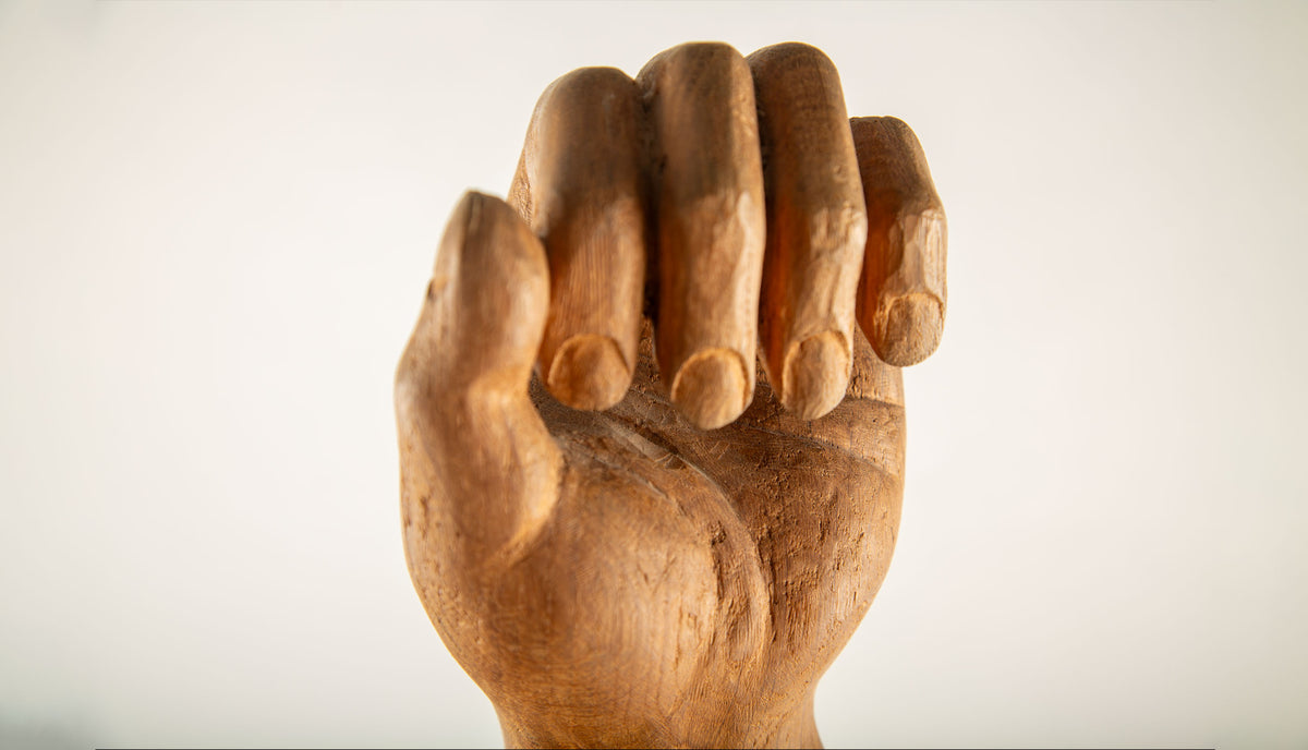 Monumental Hand-Carved Wooden Arm Candle Sconce by C. Balzeau, France, 1980