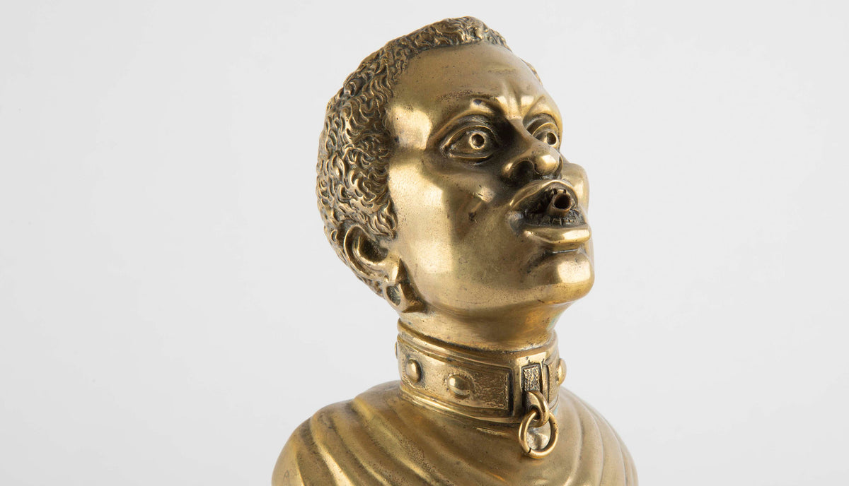 19th Century Victorian Bronze Table Lighter with African Bust