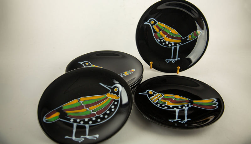 Rare Set of Twelve Robert Picault Vallauris Bird & Fish Faience Plates, 1960's