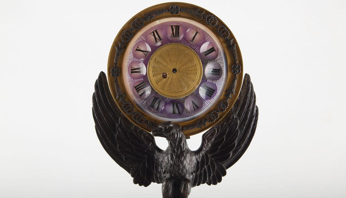 French Empire Gilt and Patinated Bronze “Pendule-Veilleuse” Mantel Clock, 19thC