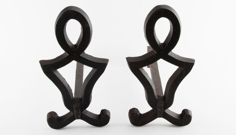Ironwork for the Hearth: 19th C. Wrought Iron Andirons