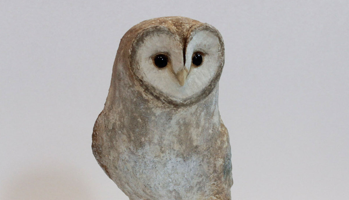 The Silent Watcher: Papier-Mâché Barn Owl, 14" H