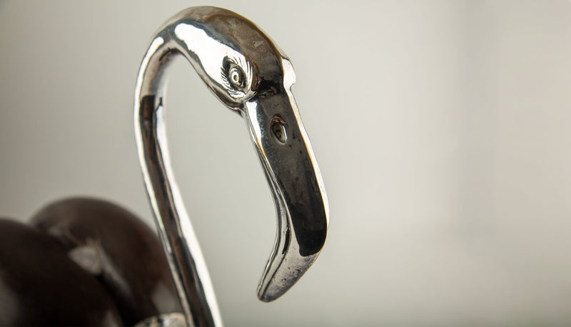 Large Coco de Mer Flamingo with Silver-Plated Head and Neck