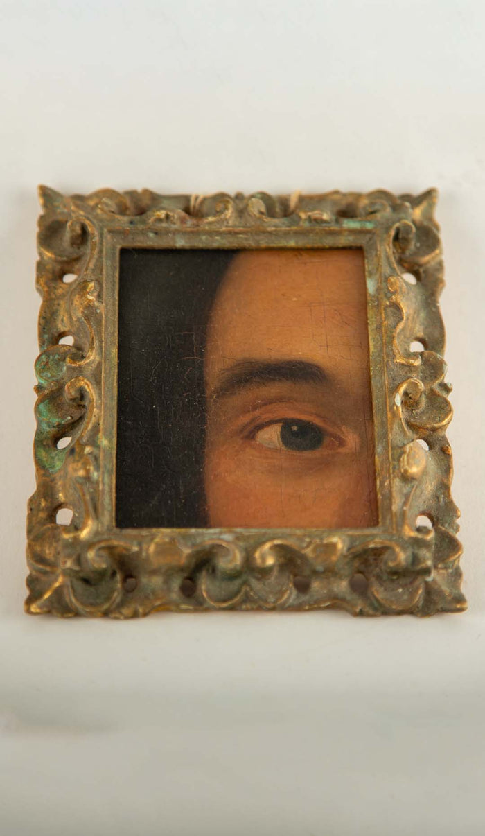 19th-Century Lover's Eye Fragment in a Giltwood Frame