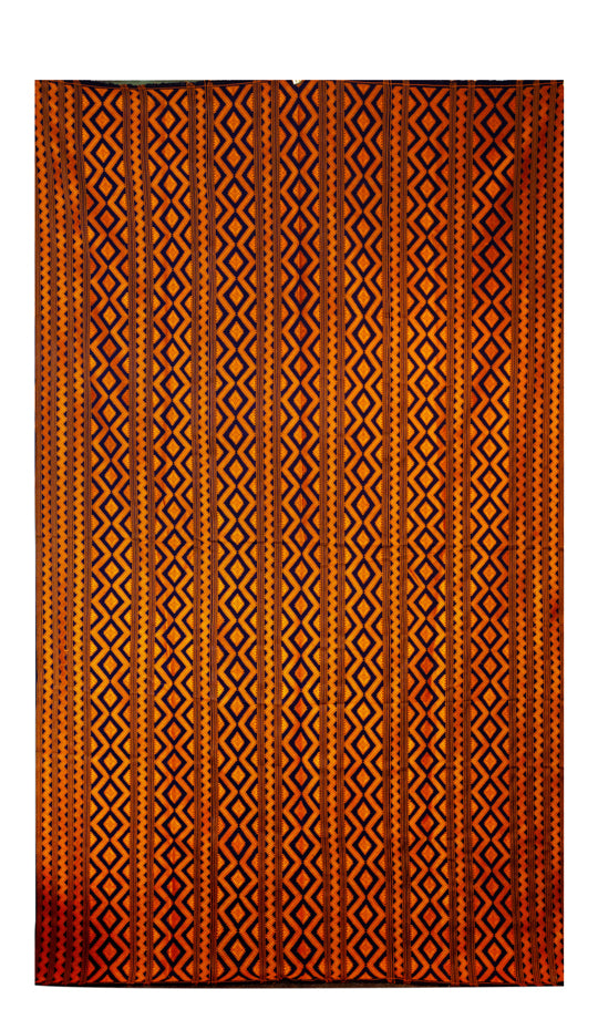 Bhutanese Silk Woven Kira Textile, Purple and Orange