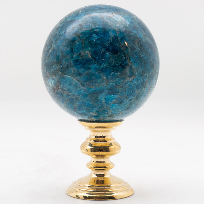 Brass-Mounted Blue Apatite Sphere Small