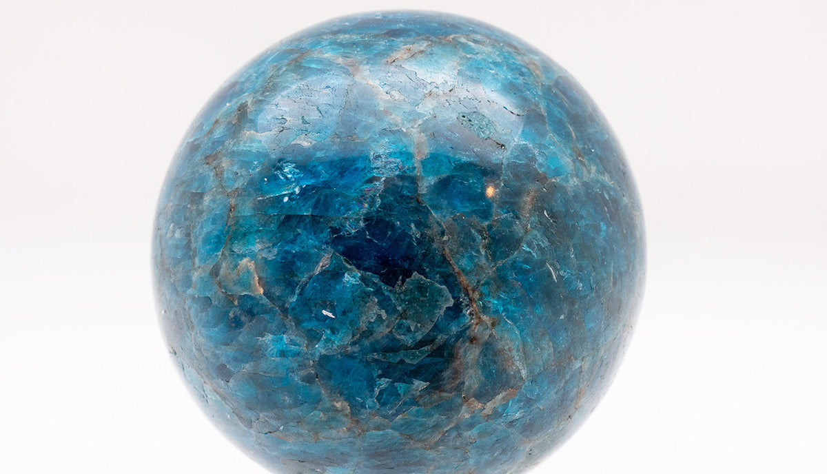 Brass-Mounted Blue Apatite Sphere Small