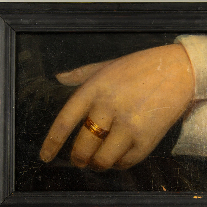 19th-Century Hand Study Fragment in an Ebonized Frame