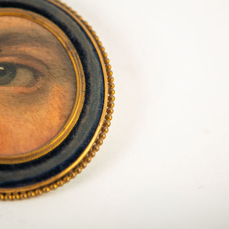 19th-Century Lover's Eye Fragment in a Beaded Ebonized Frame