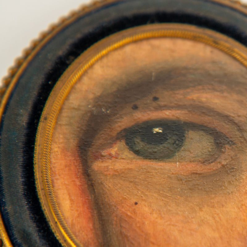 19th-Century Lover's Eye Fragment in a Beaded Ebonized Frame