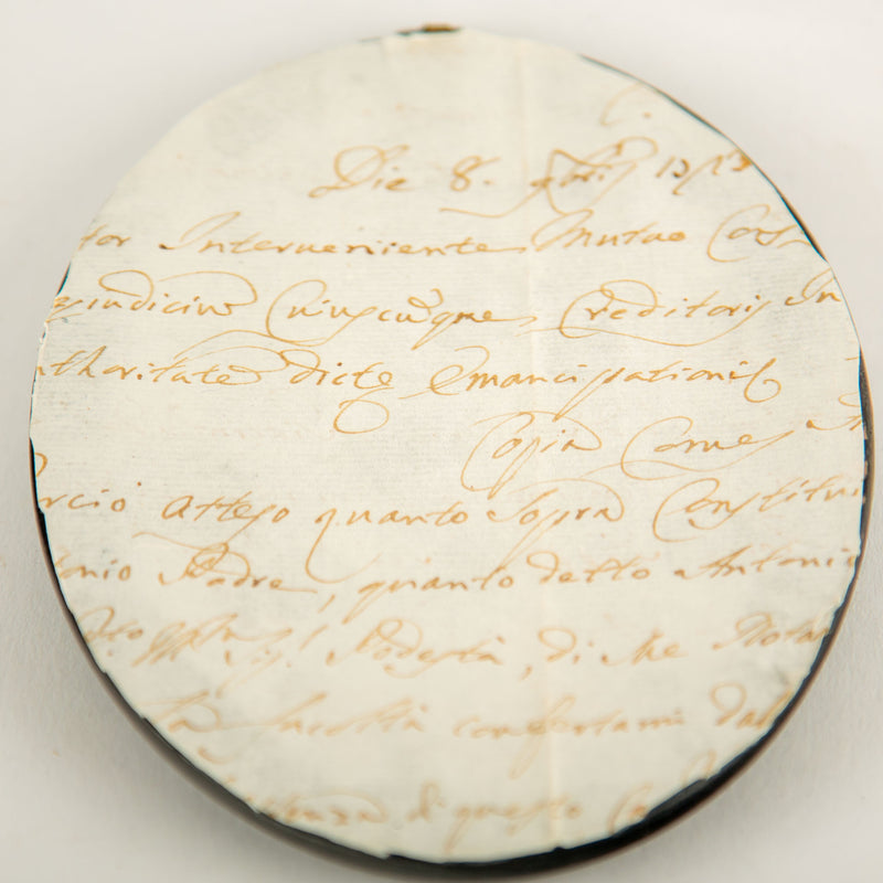 19th-Century Lover's Eye Fragment with Floral Headdress in an Ebonized Frame