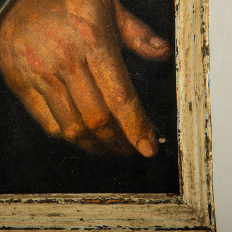 19th-Century Hand Study Fragment in a Painted Wood Frame