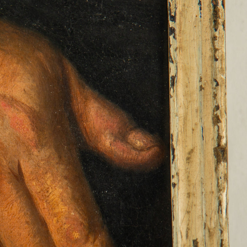 19th-Century Hand Study Fragment in a Painted Wood Frame