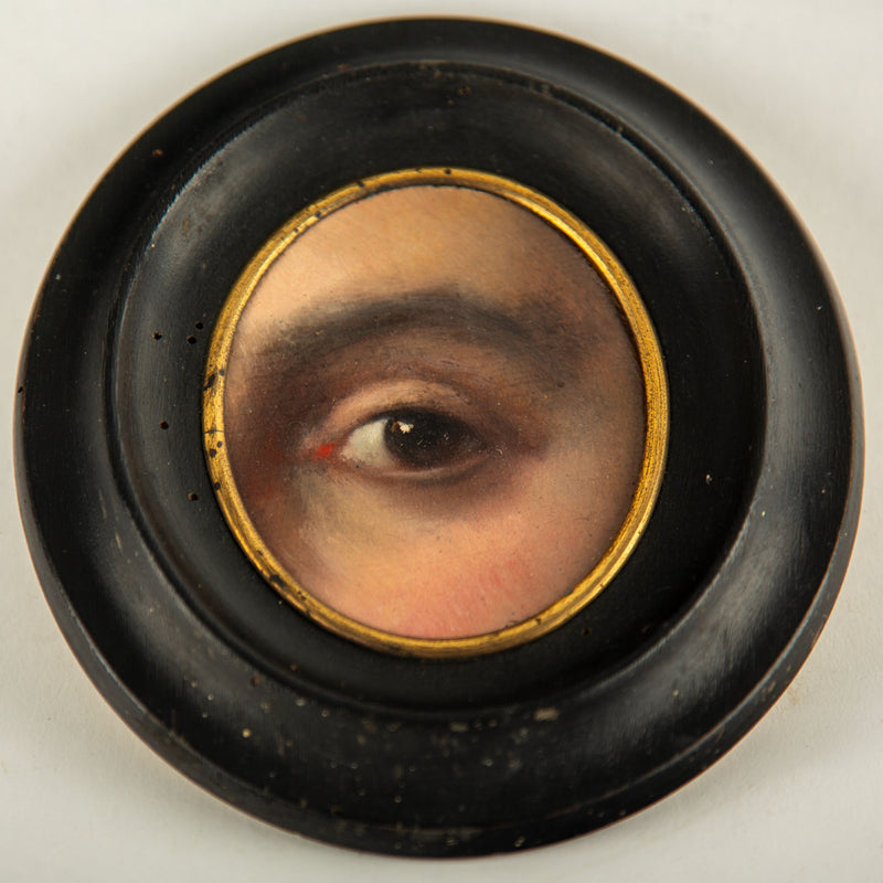 19th-Century Lover's Eye Fragment in an Ebonized Frame