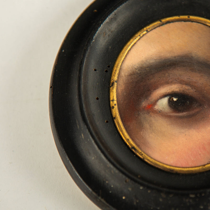 19th-Century Lover's Eye Fragment in an Ebonized Frame