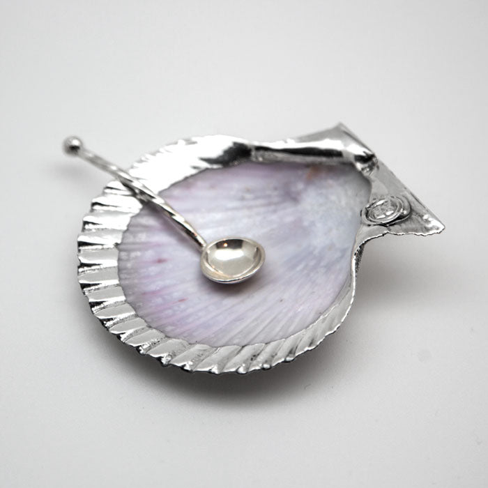 Silver Salt Cockle with Sterling Silver Spoon